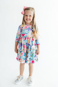 Flower Market 3/4 Sleeve Pocket Twirl Dress - The Palm Beach Baby