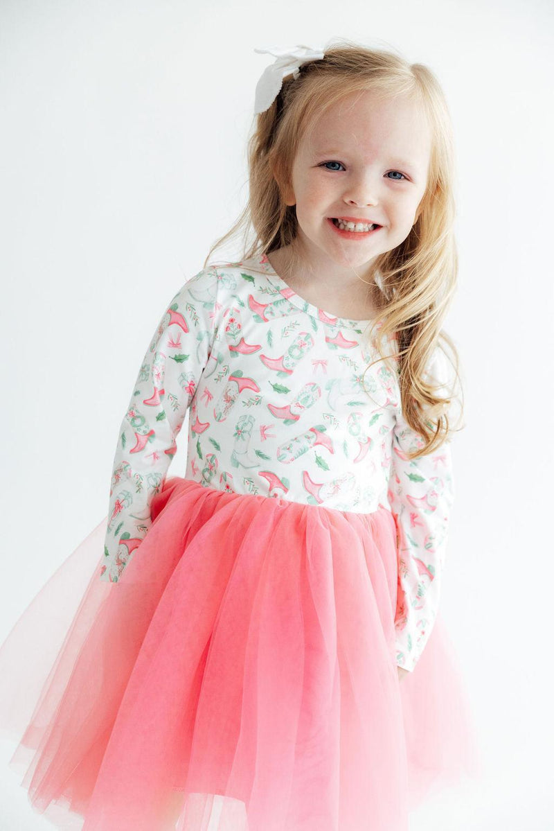 Country Christmas Long Sleeve Tutu Dress - The Palm Beach Baby
