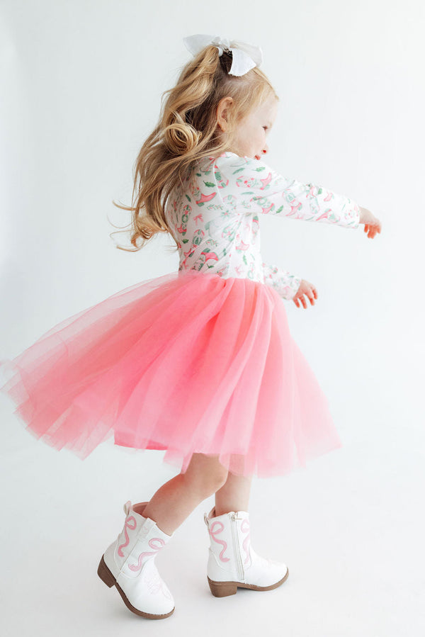 Country Christmas Long Sleeve Tutu Dress