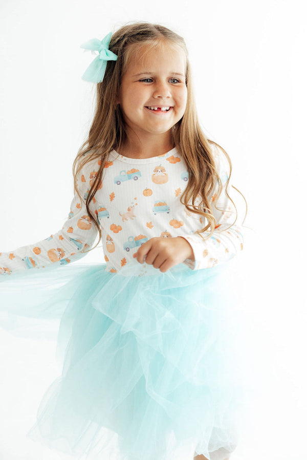 Pumpkin Spice Pups Long SleeveTutu Dress