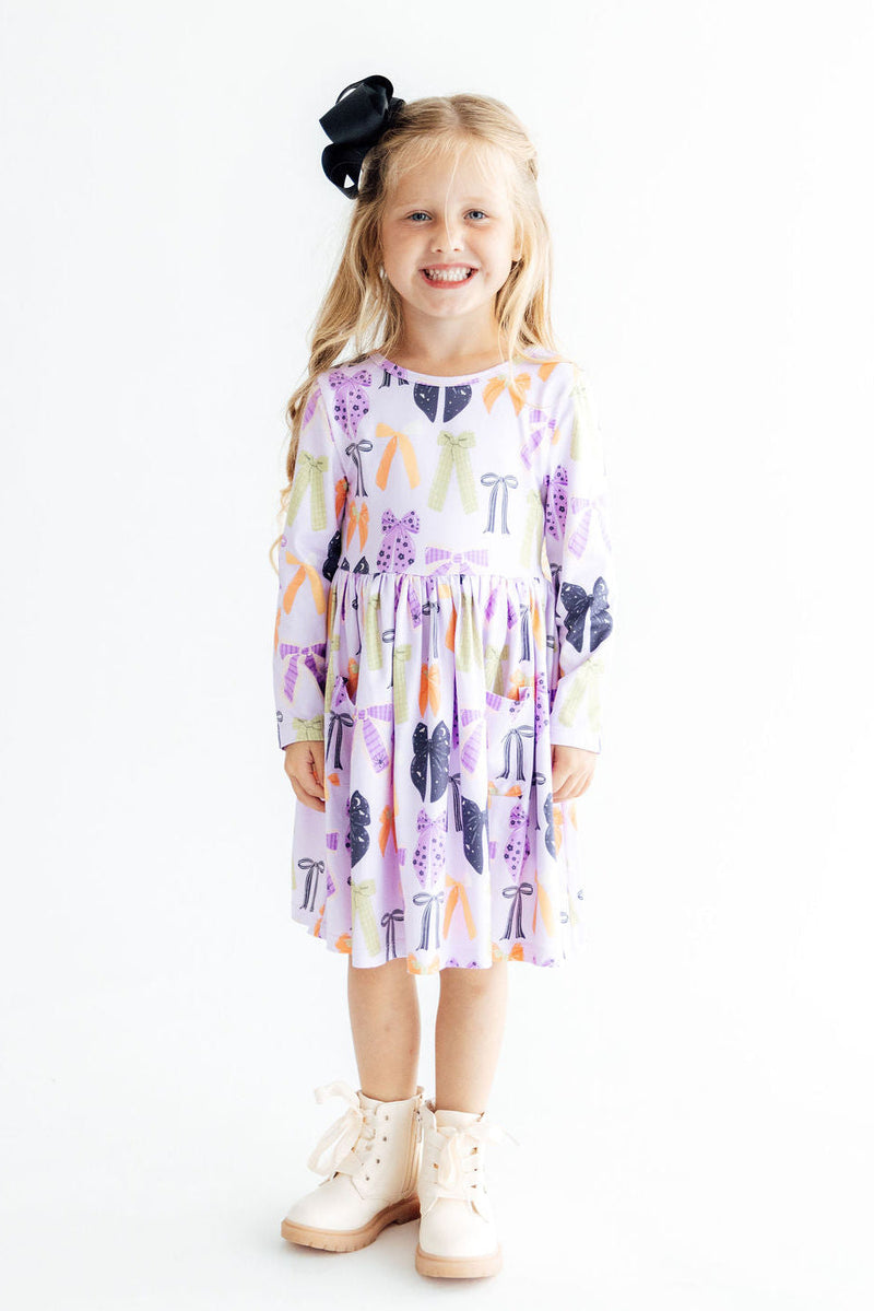 Tied with a Boo Lavender L/S Pocket Twirl Dress - The Palm Beach Baby Mila & Rose ®