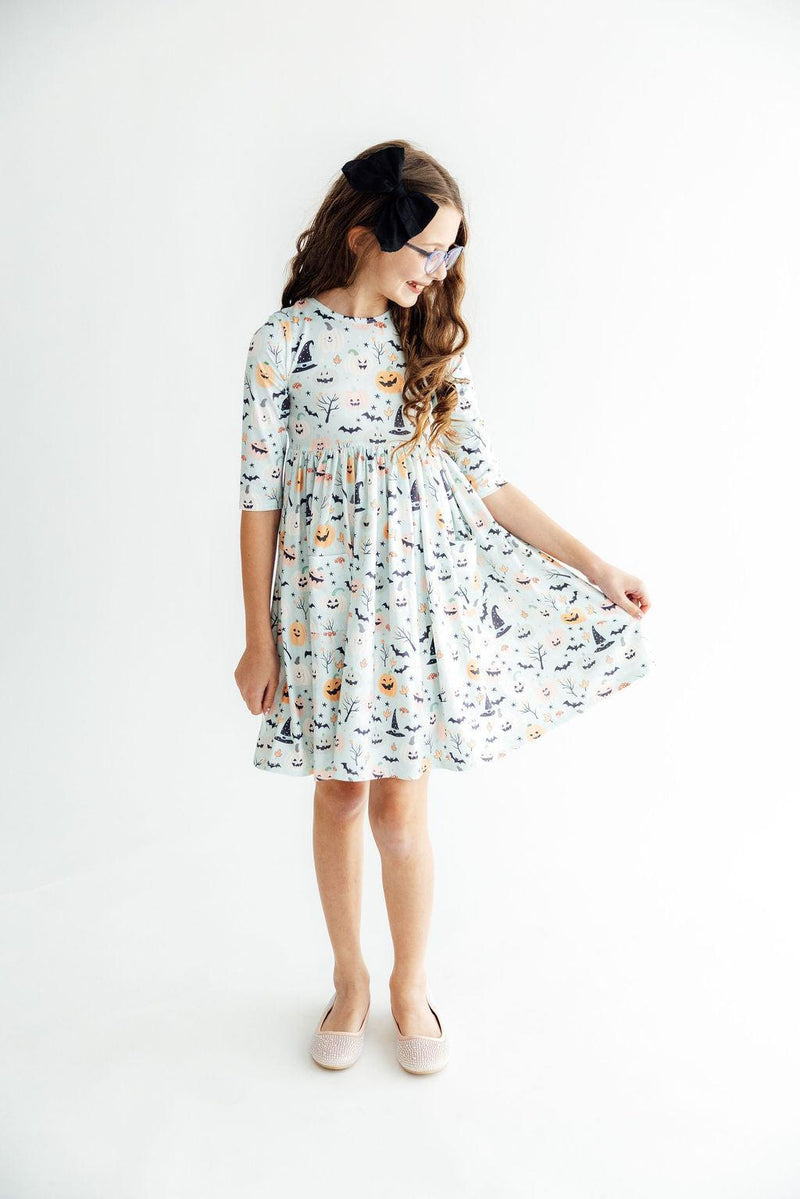 Ghouls Rule 3/4 Sleeve Pocket Twirl Dress - The Palm Beach Baby Mila & Rose ®