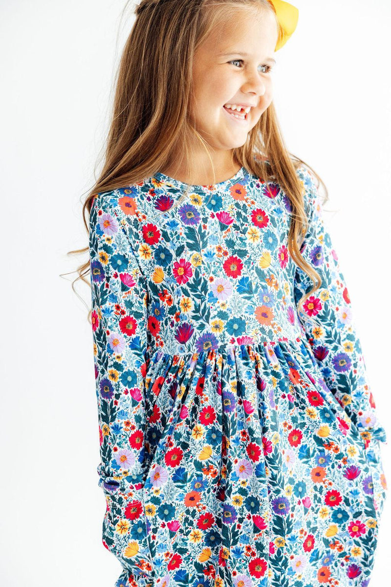 Vintage Floral L/S Pocket Twirl Dress - The Palm Beach Baby Mila & Rose ®