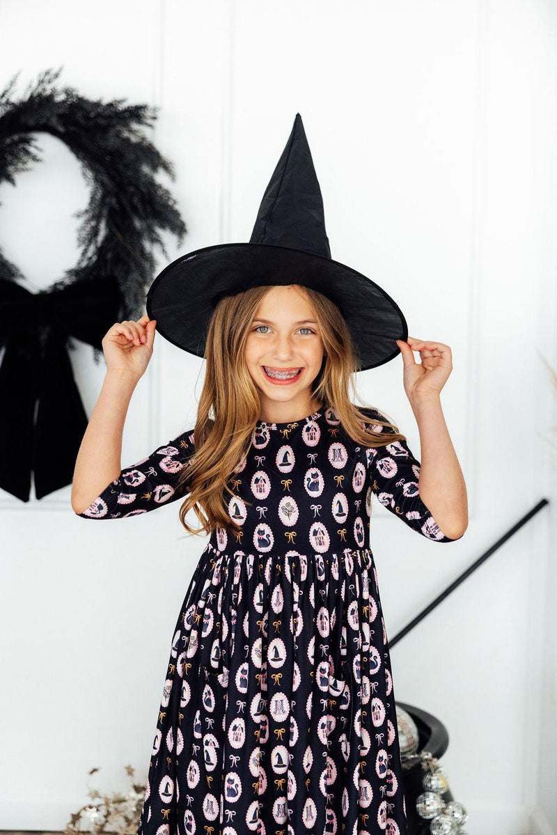 Hocus Pocus 3/4 Sleeve Pocket Twirl Dress - The Palm Beach Baby Mila & Rose ®