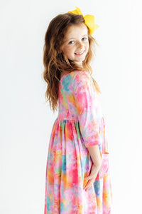 Swirly Whirly 3/4 Sleeve Pocket Twirl Dress - The Palm Beach Baby