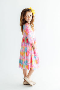 Swirly Whirly 3/4 Sleeve Pocket Twirl Dress - The Palm Beach Baby