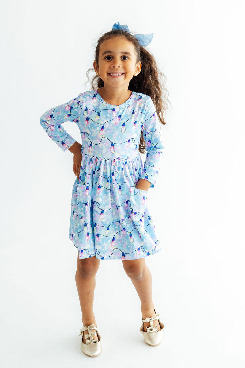 Twinkle Glow Long Sleeve Pocket Twirl Dress - The Palm Beach Baby