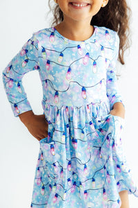 Twinkle Glow Long Sleeve Pocket Twirl Dress - The Palm Beach Baby