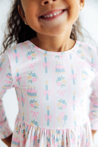 Party Time Long Sleeve Ruffle Hem Twirl Dress - The Palm Beach Baby