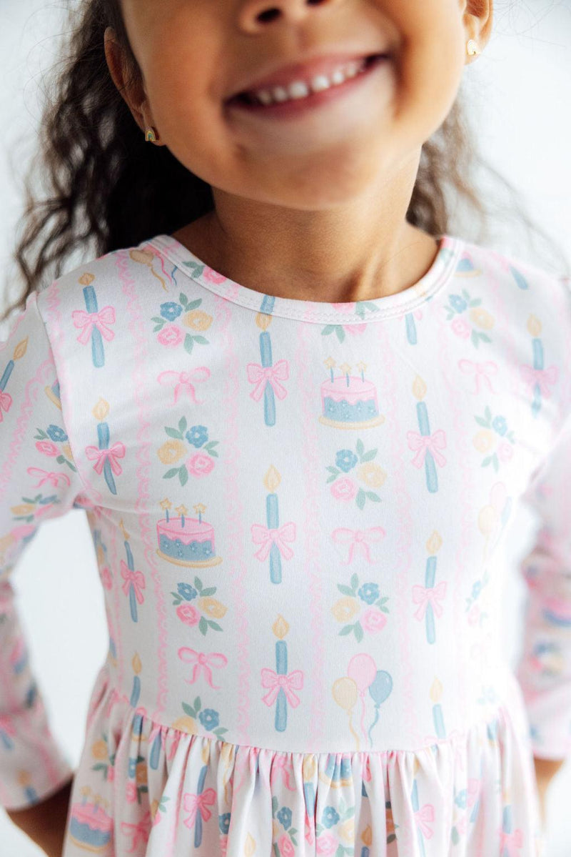 Party Time Long Sleeve Ruffle Hem Twirl Dress - The Palm Beach Baby