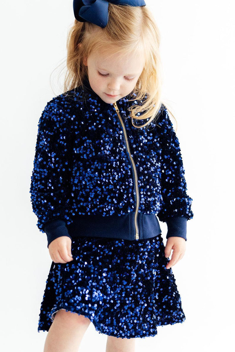 Navy Blue Velvet Sequin Jacket - The Palm Beach Baby