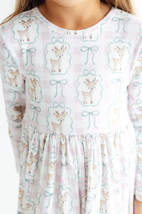Woodland Whimsy Long Sleeve Ruffle Hem Twirl Dress - The Palm Beach Baby