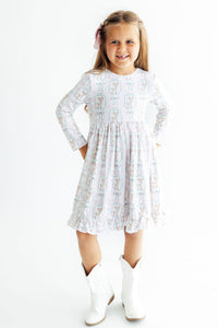 Woodland Whimsy Long Sleeve Ruffle Hem Twirl Dress - The Palm Beach Baby