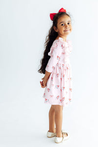 Winter Berries 3/4 Sleeve Ruffle Twirl Dress - The Palm Beach Baby