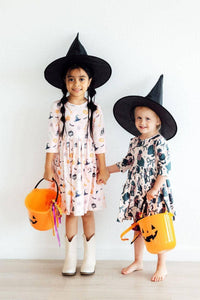 Hey Boo 3/4 Sleeve Pocket Twirl Dress for Girls - Soft, Stretchy, Machine Washable, Fun Design - The Palm Beach Baby