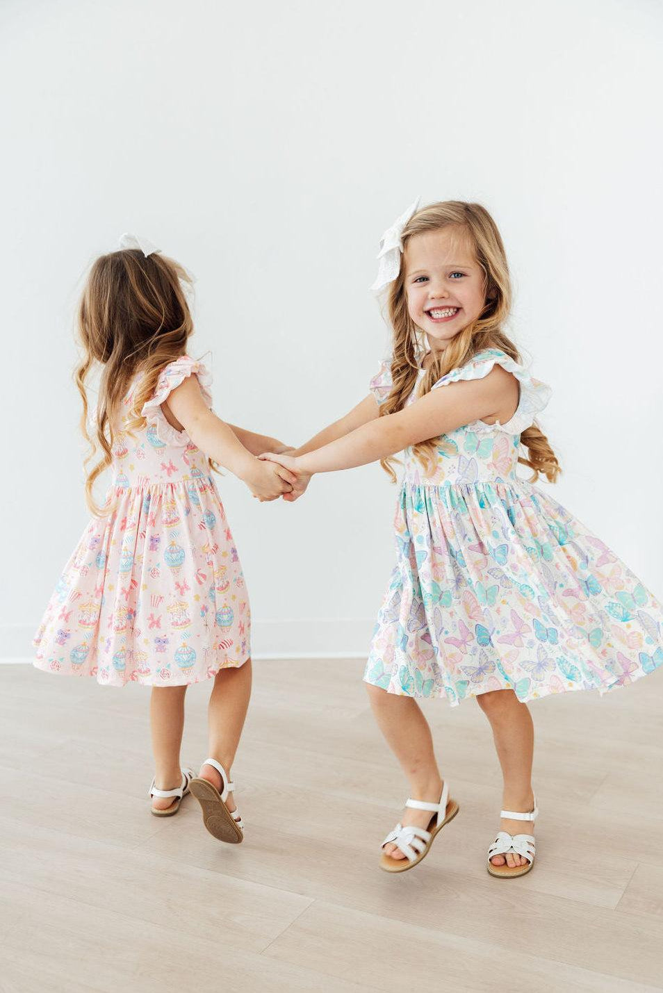 Fluttering Butterflies Flutter Sleeve Twirl Dress - The Palm Beach Baby Mila & Rose ®