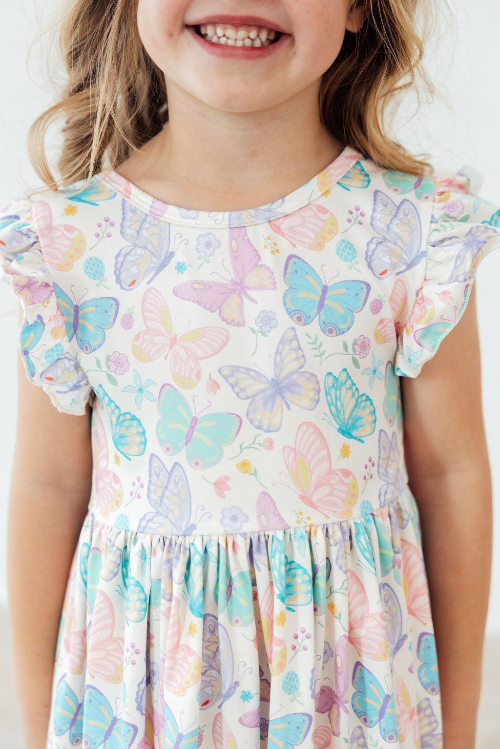 Fluttering Butterflies Flutter Sleeve Twirl Dress - The Palm Beach Baby Mila & Rose ®