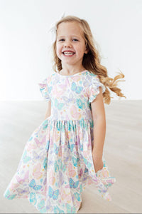 Fluttering Butterflies Flutter Sleeve Twirl Dress - The Palm Beach Baby Mila & Rose ®