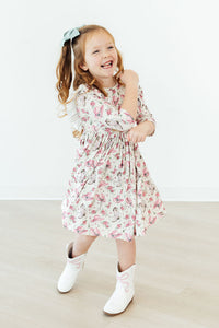 Cowgirl Cutie 3/4 Sleeve Ruffle Twirl Dress