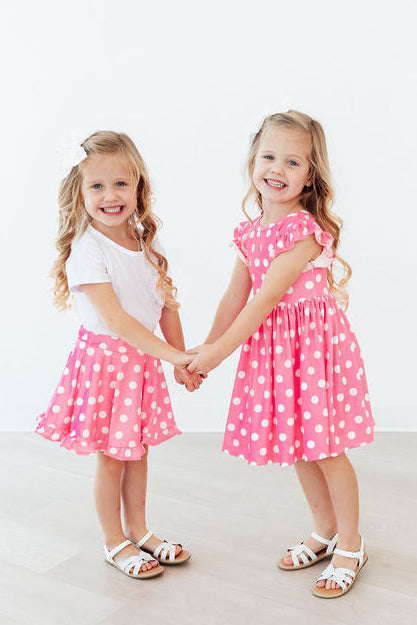 Pink Polka Dots Flutter Sleeve Twirl Dress - The Palm Beach Baby Mila & Rose ®