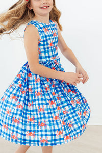 Crabby Cutie Tank Girls Twirl Dress featuring a vibrant crab design, perfect for playtime and special occasions. Ideal girls twirl dress for endless fun.