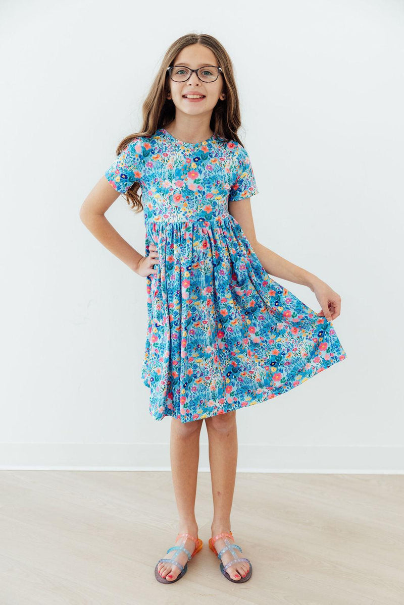 Blooming in Wonderland Short Sleeve Pocket Twirl Dress - The Palm Beach Baby Mila & Rose ®