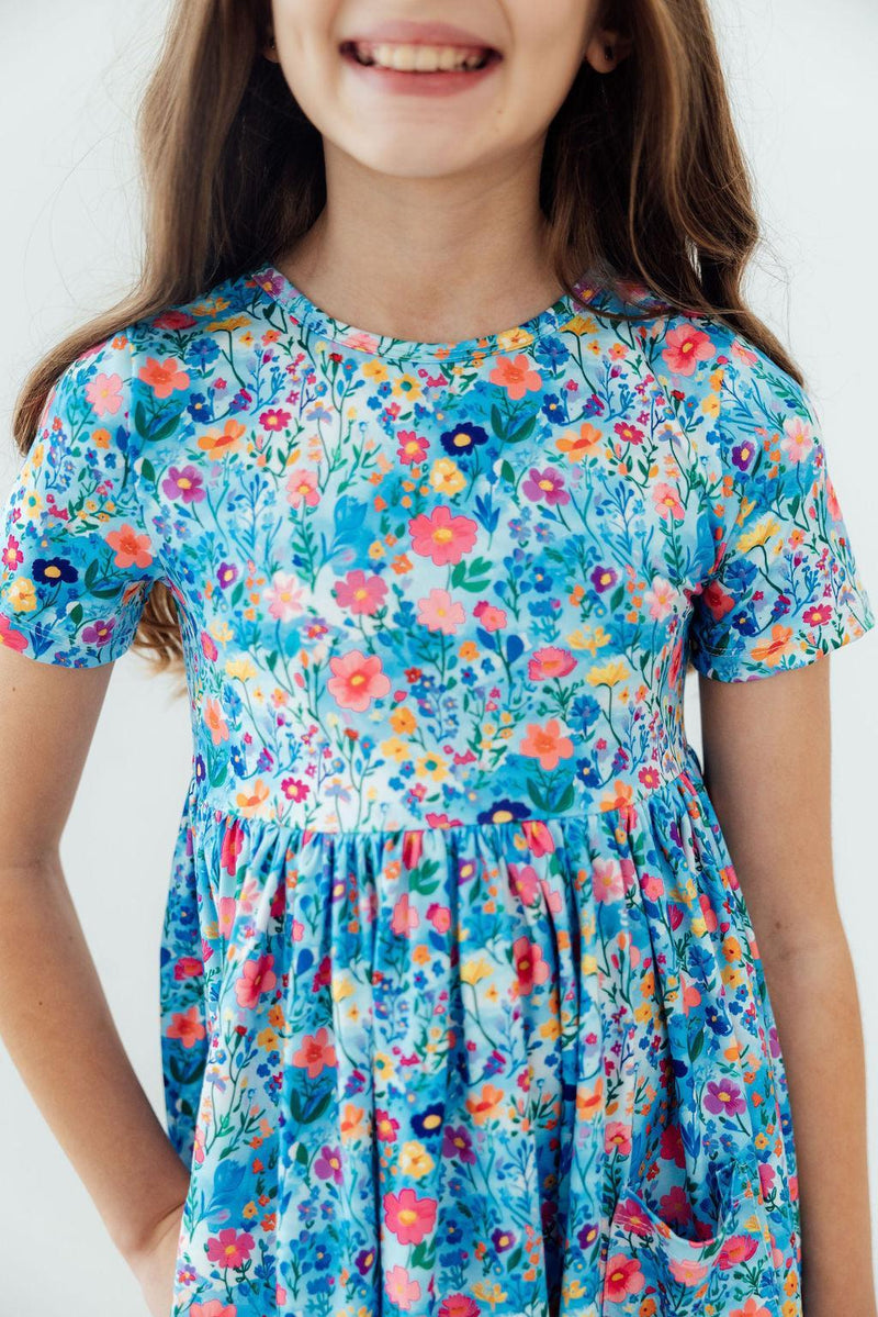 Blooming in Wonderland Short Sleeve Pocket Twirl Dress - The Palm Beach Baby Mila & Rose ®