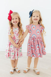 Princess & the Froggie Short Sleeve Pocket Twirl Dress - The Palm Beach Baby Mila & Rose ®