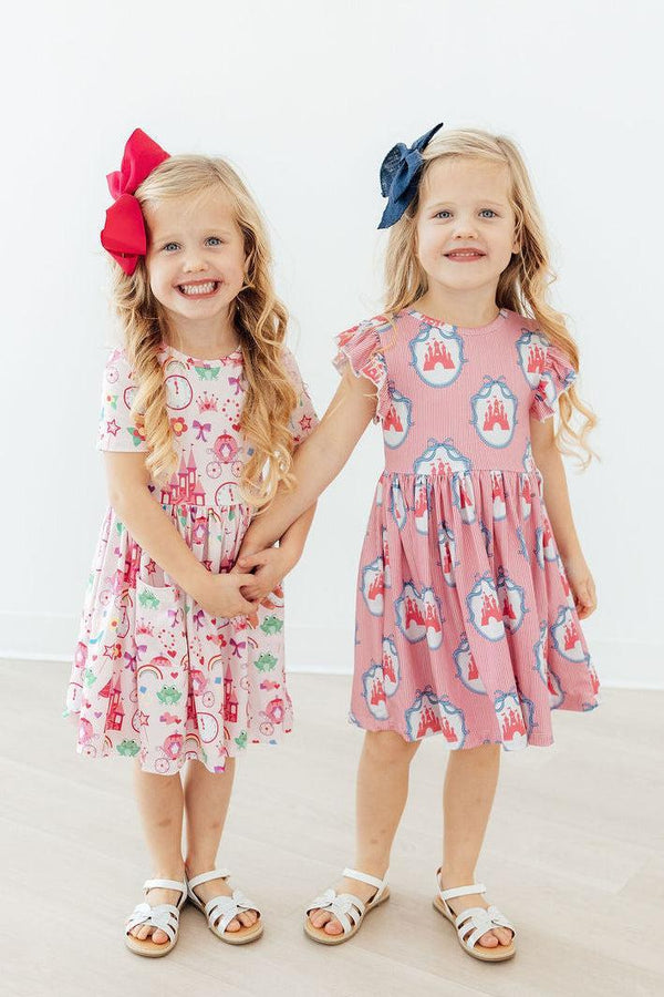 Princess & the Froggie Short Sleeve Pocket Twirl Dress - The Palm Beach Baby Mila & Rose ®