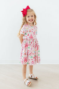 Princess & the Froggie Short Sleeve Pocket Twirl Dress - The Palm Beach Baby Mila & Rose ®