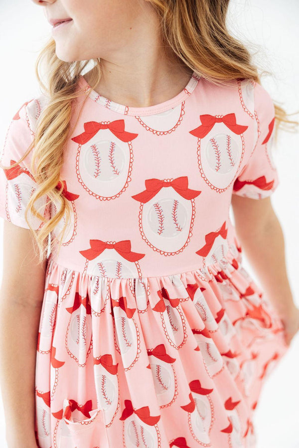 Pitcher Perfect Short Sleeve Pocket Twirl Dresshor - The Palm Beach Baby Mila & Rose ®