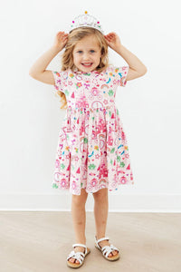 Princess & the Froggie Short Sleeve Pocket Twirl Dress - The Palm Beach Baby Mila & Rose ®