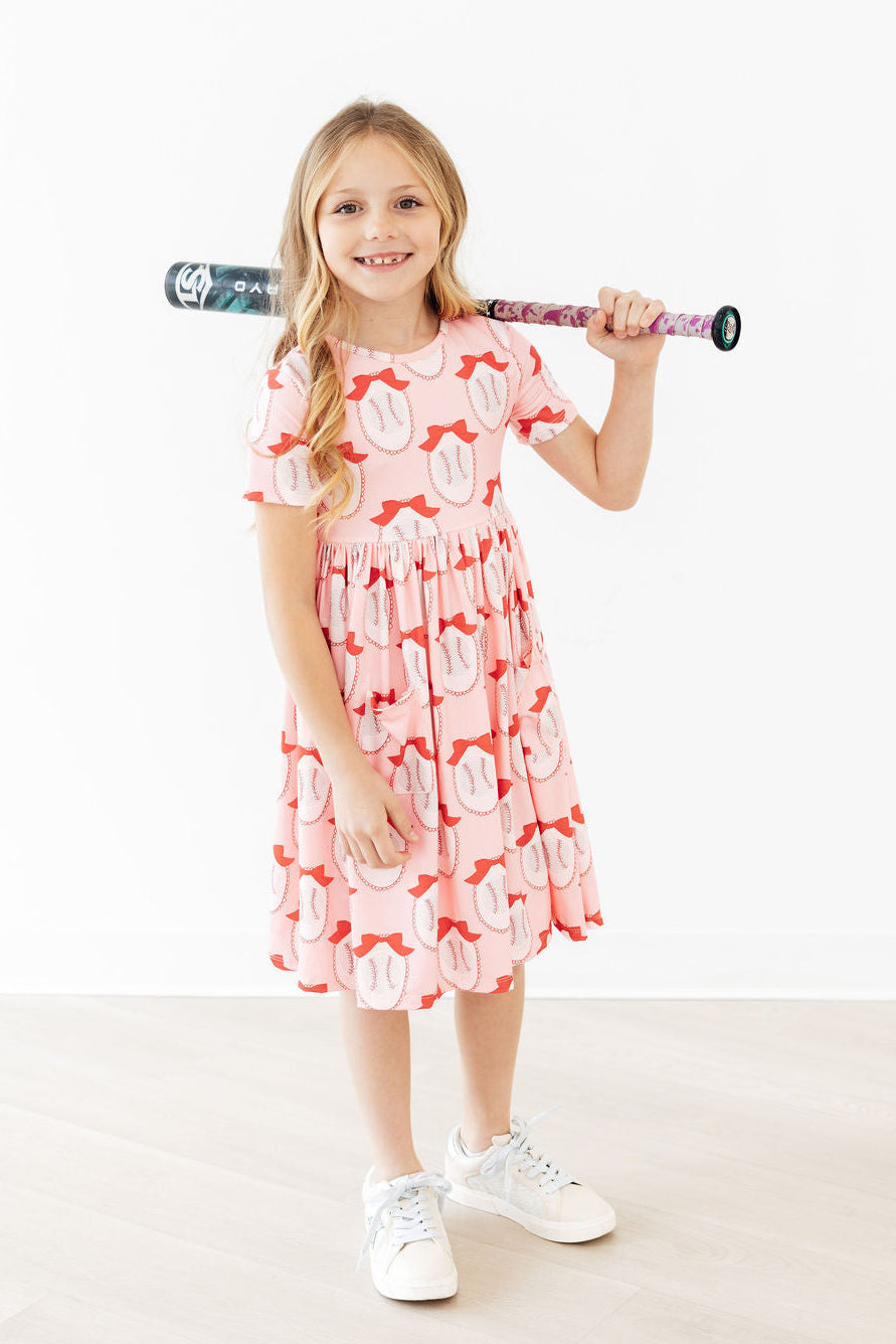 Pitcher Perfect Short Sleeve Pocket Twirl Dresshor - The Palm Beach Baby Mila & Rose ®