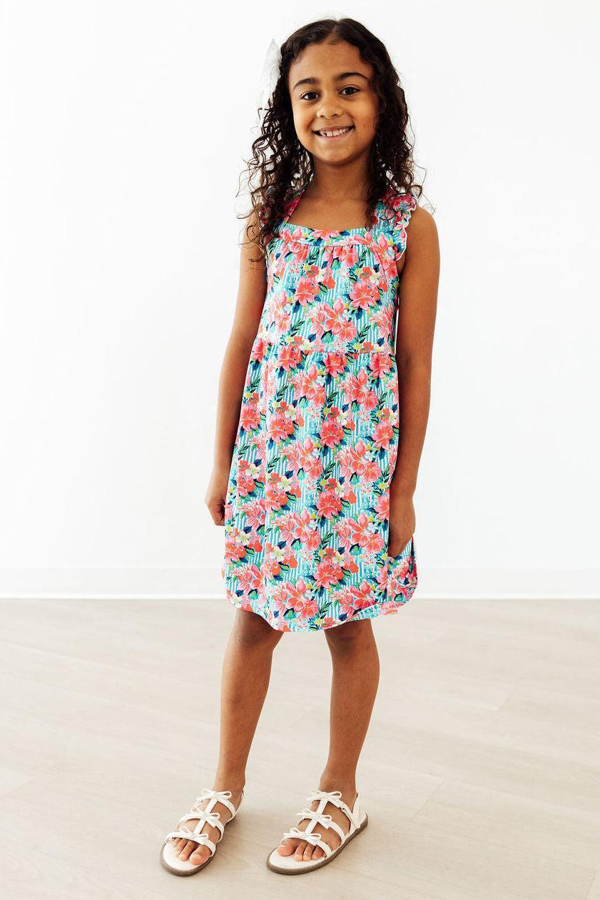 Petals in Paradise Ruffle Cross Back Dress - The Palm Beach Baby Mila & Rose ®