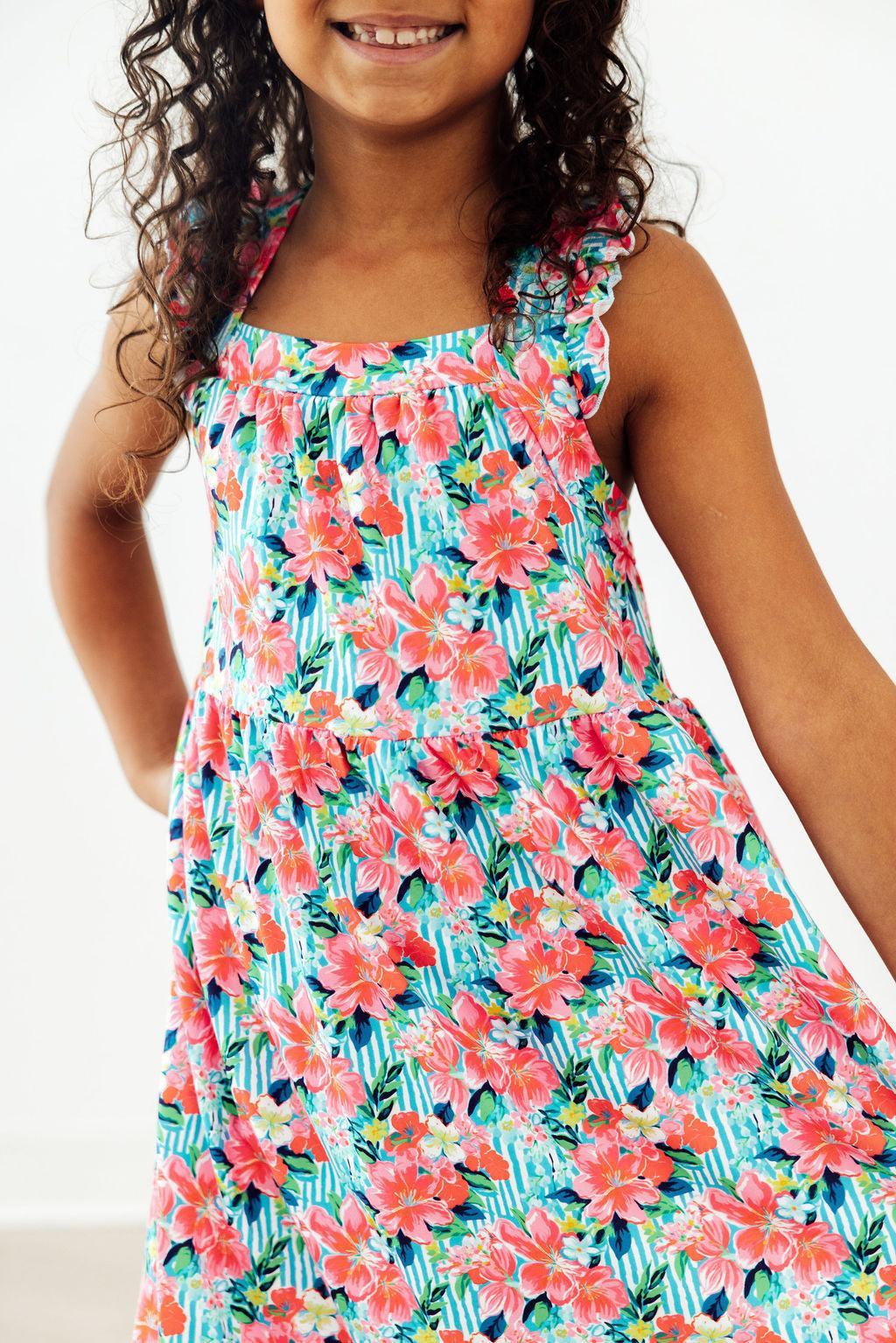 Petals in Paradise Ruffle Cross Back Dress - The Palm Beach Baby Mila & Rose ®