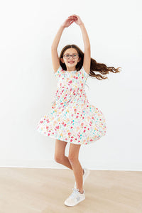 Painted Posies Short Sleeve Pocket Twirl Dress for Girls - The Palm Beach Baby Mila & Rose ®