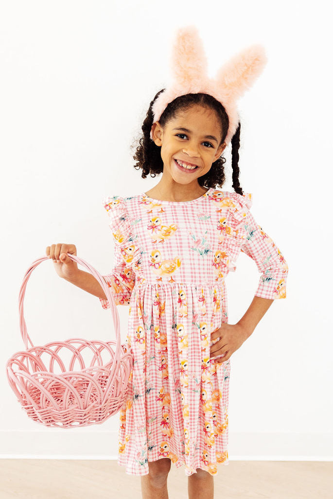 Daisy Ducklings 3/4 Sleeve Ruffle Twirl Dress - The Palm Beach Baby Mila & Rose ®