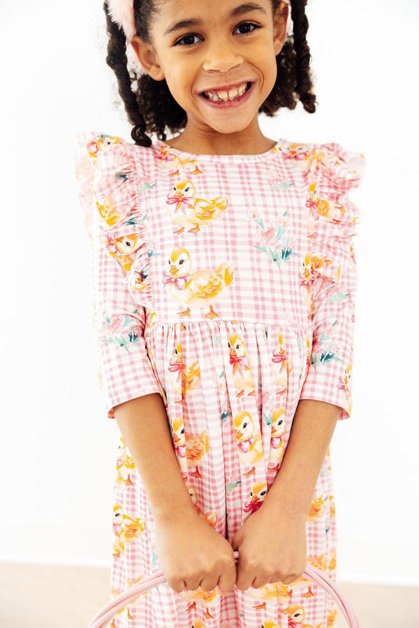 Daisy Ducklings 3/4 Sleeve Ruffle Twirl Dress - The Palm Beach Baby Mila & Rose ®