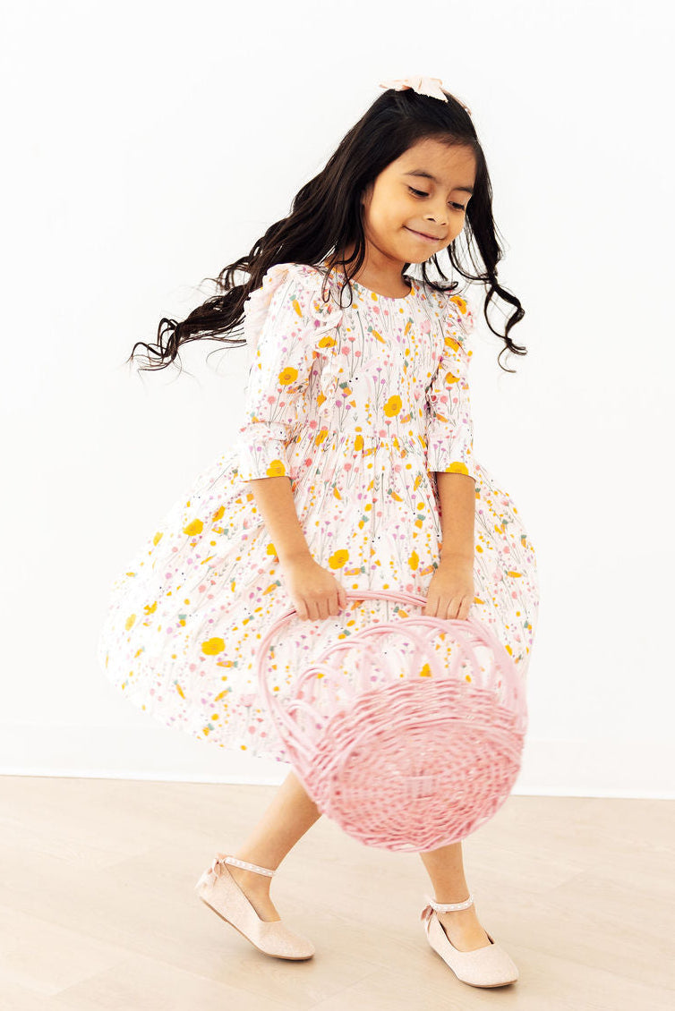 Carrot Cutie 3/4 Sleeve Ruffle Twirl Dress - The Palm Beach Baby Mila & Rose ®