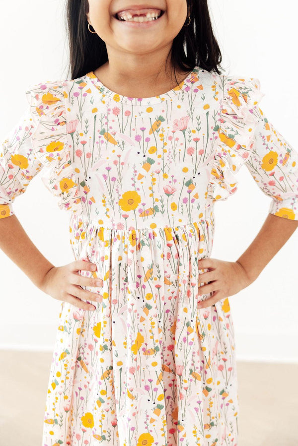 Carrot Cutie 3/4 Sleeve Ruffle Twirl Dress - The Palm Beach Baby Mila & Rose ®