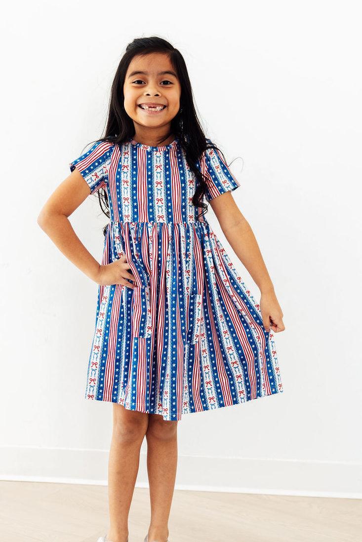 All-American Girls Short Sleeve Twirl Dress Fun Pockets  The Palm Beach  Baby