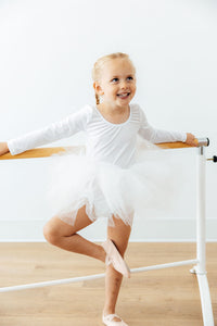 White Velvet Long Sleeve Tutu Leotard - The Palm Beach Baby