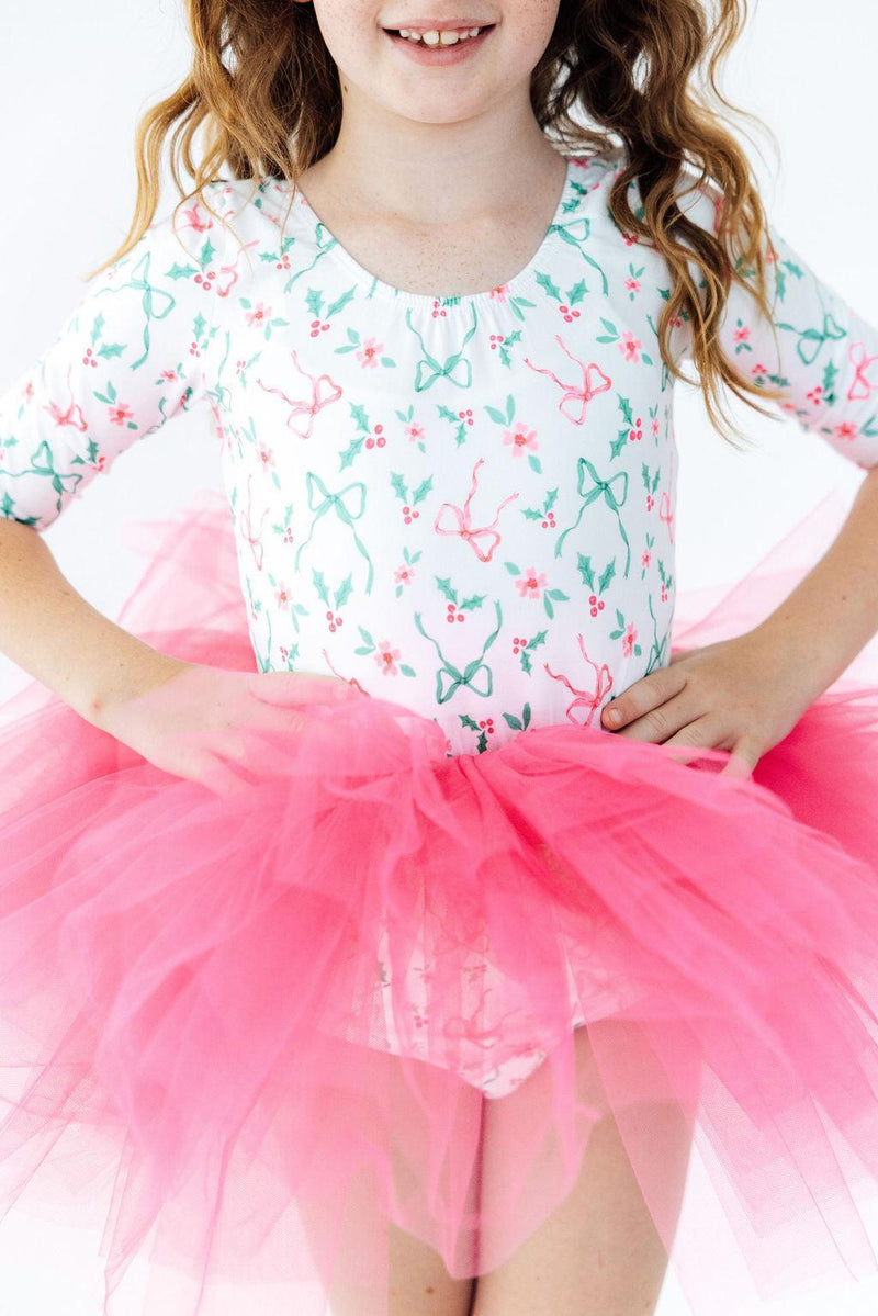 Bows & Mistletoe 3/4 Tutu Leotard - The Palm Beach Baby