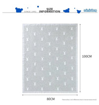 Soft baby bunny blanket in gray with white bunny pattern 80 by 100 cm ideal for newborns and infants