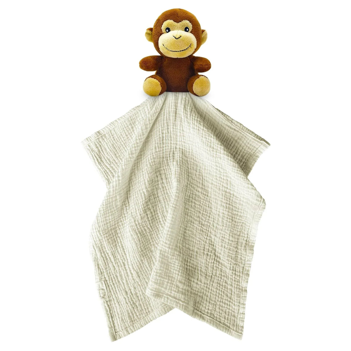 Me Lovey brown monkey plush security blanket with soft cream cotton baby blanket