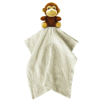 Me Lovey brown monkey plush security blanket with soft cream cotton baby blanket
