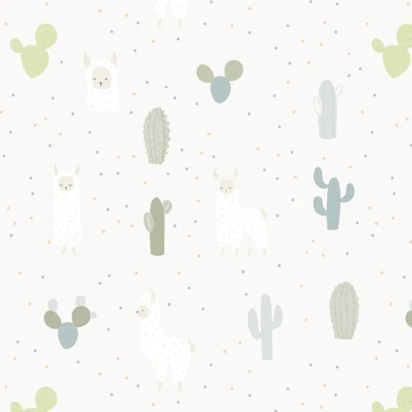 Murphy Comfy Cradle baby pillow with soft llama and cactus print in pastel colors for newborns