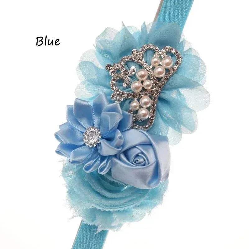Tonya Chic Chiffon Flower Children's Headband With Pearls - The Palm Beach Baby