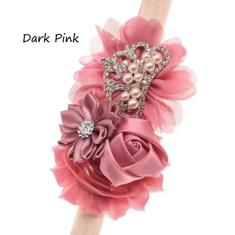 Tonya Chic Chiffon Flower Children's Headband With Pearls - The Palm Beach Baby