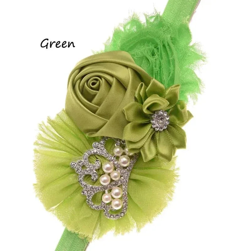 Tonya Chic Chiffon Flower Children's Headband With Pearls - The Palm Beach Baby